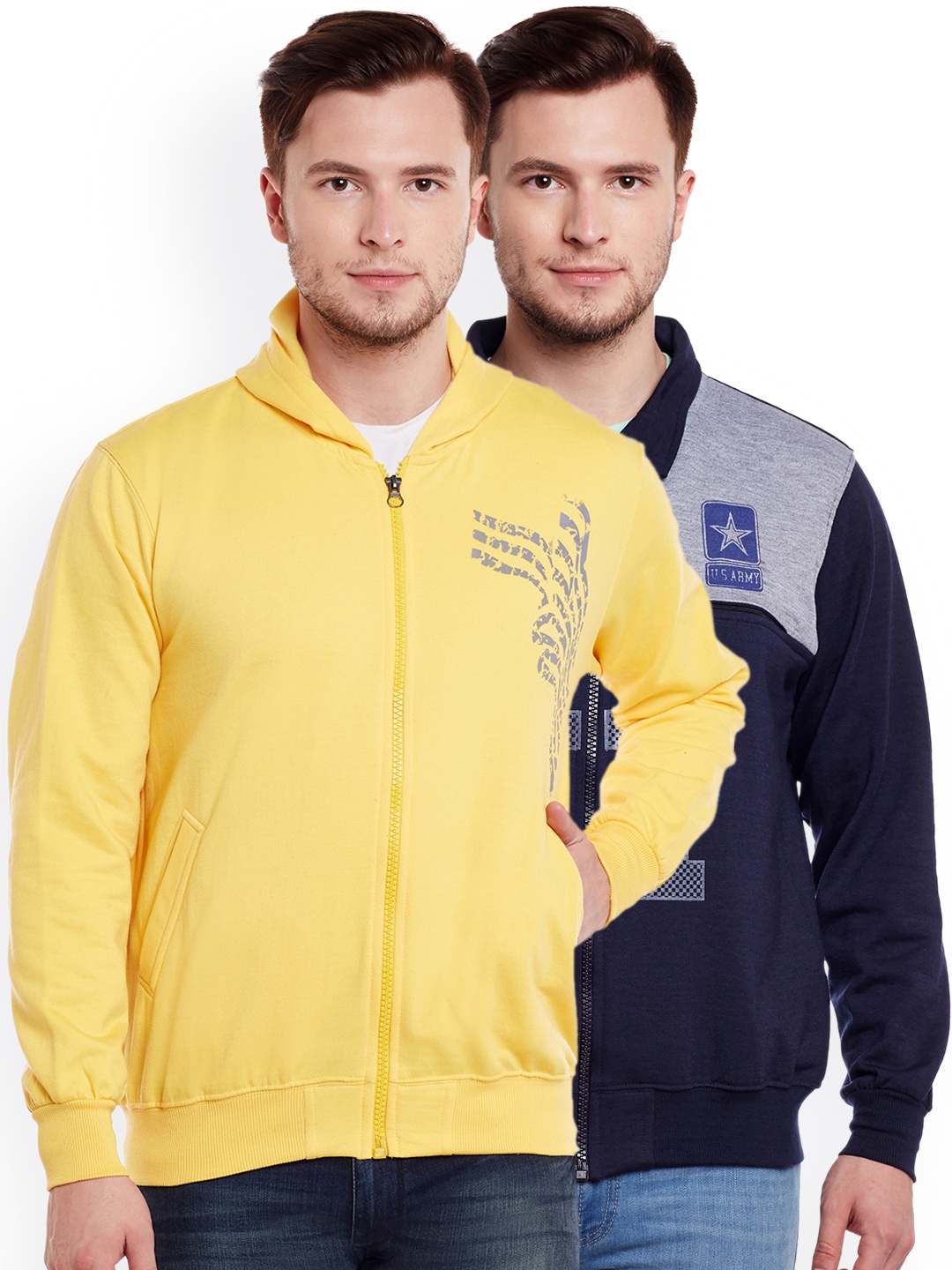 

VIMAL JONNEY Men Pack of 2 Sweatshirts, Yellow