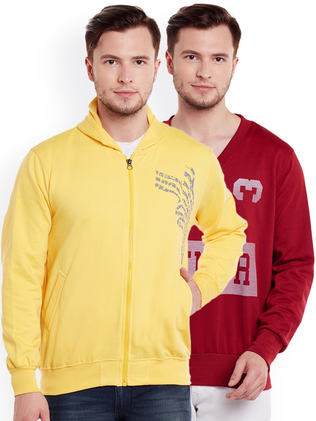 

VIMAL JONNEY Men Pack of 2 Sweatshirts, Yellow