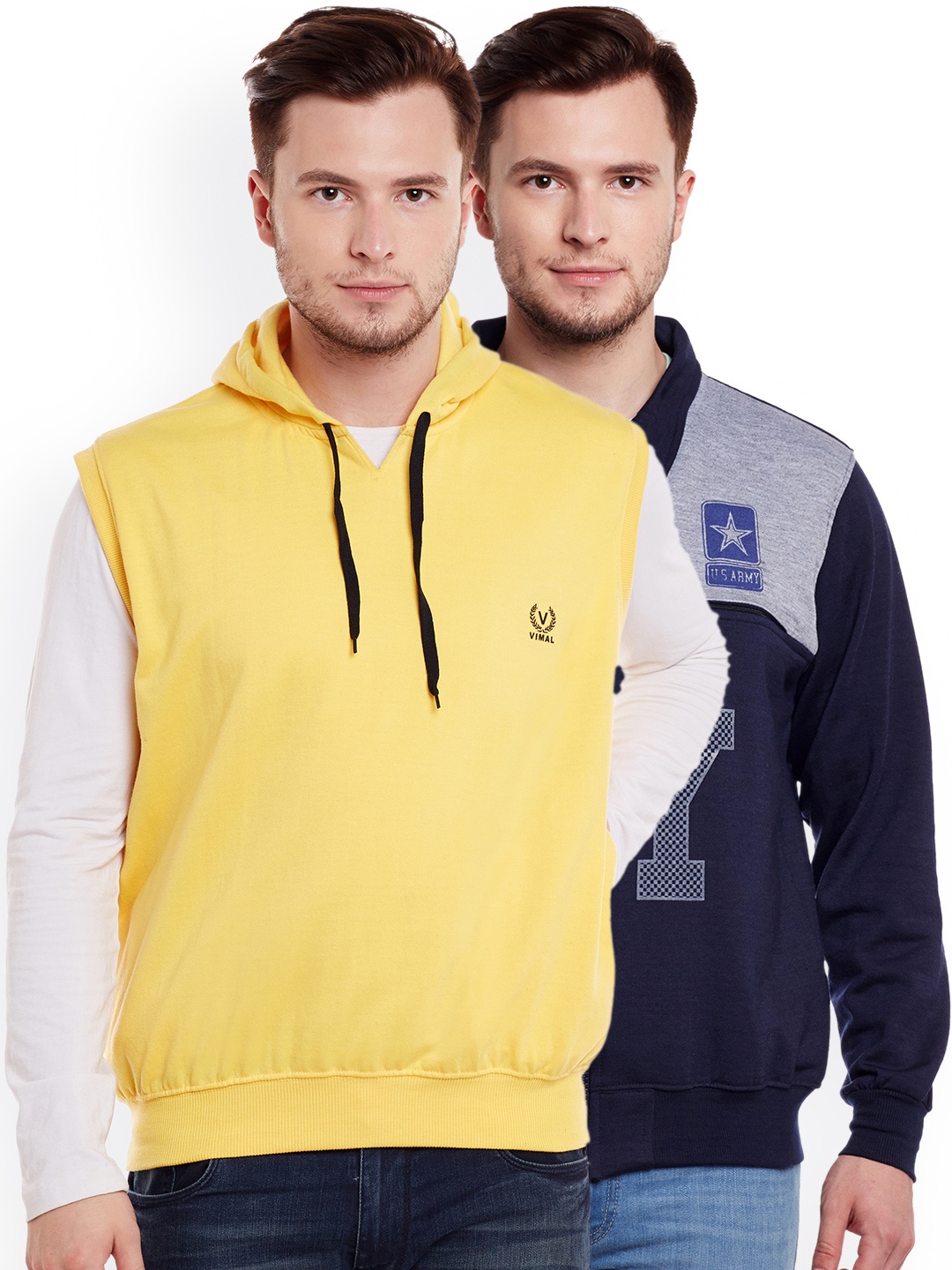 

VIMAL JONNEY Men Pack of 2 Sweatshirts, Yellow
