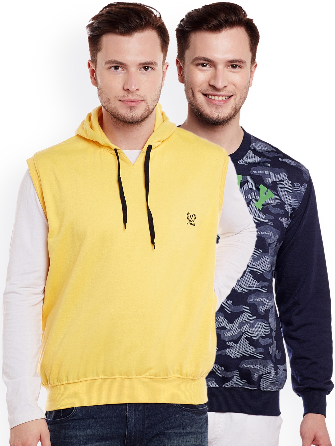 

VIMAL JONNEY Men Pack of 2 Sweatshirts, Yellow