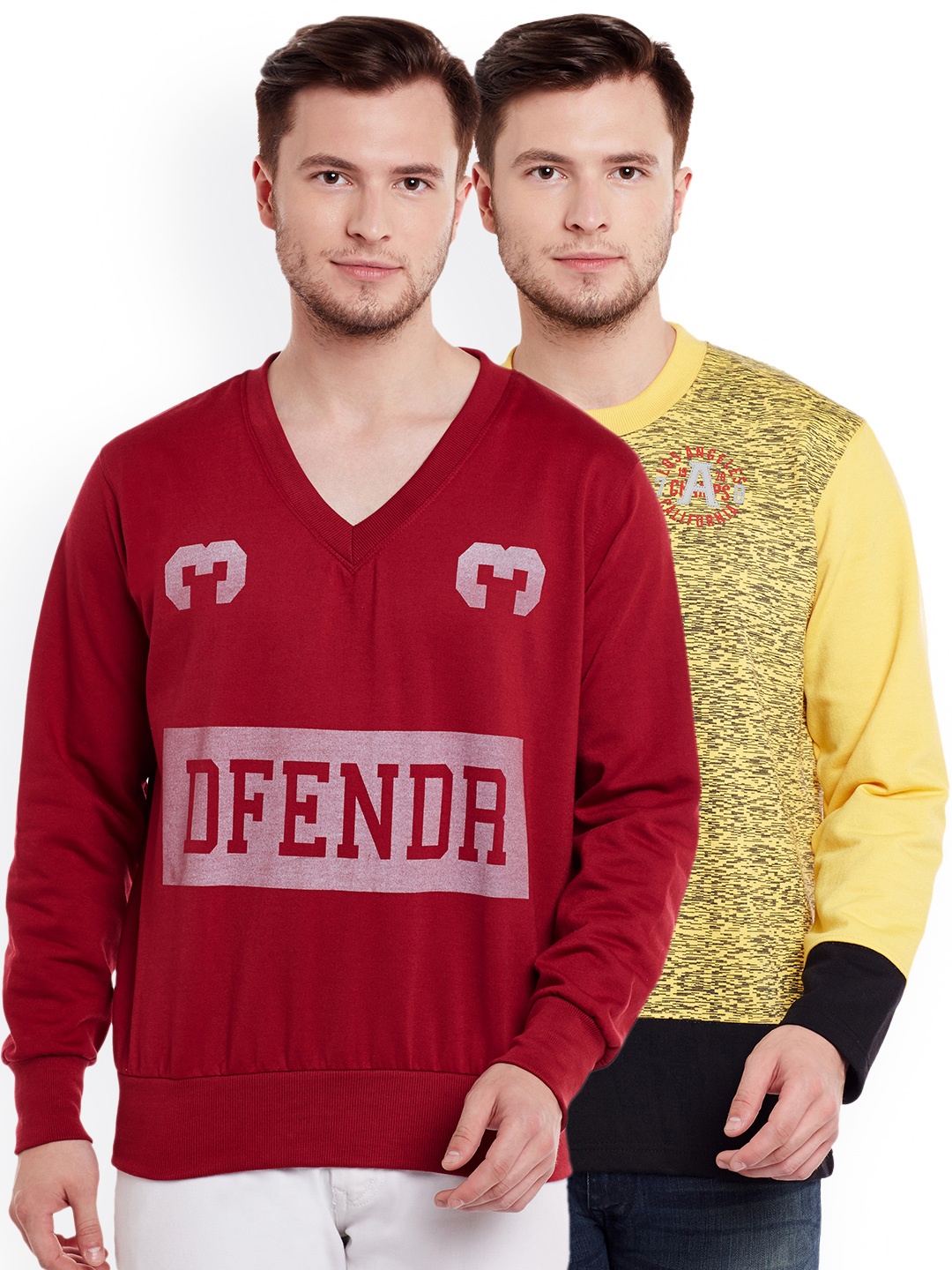 

VIMAL JONNEY Men Cotton Pack Of 2 Sweatshirts, Maroon