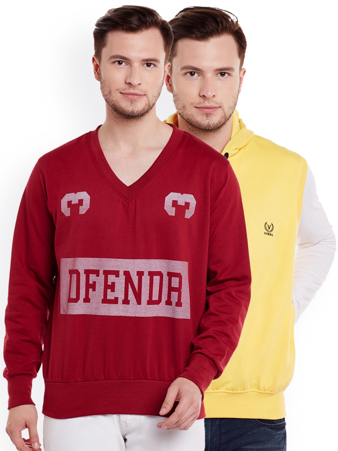 

VIMAL JONNEY Men Cotton Pack Of 2 Sweatshirts, Maroon