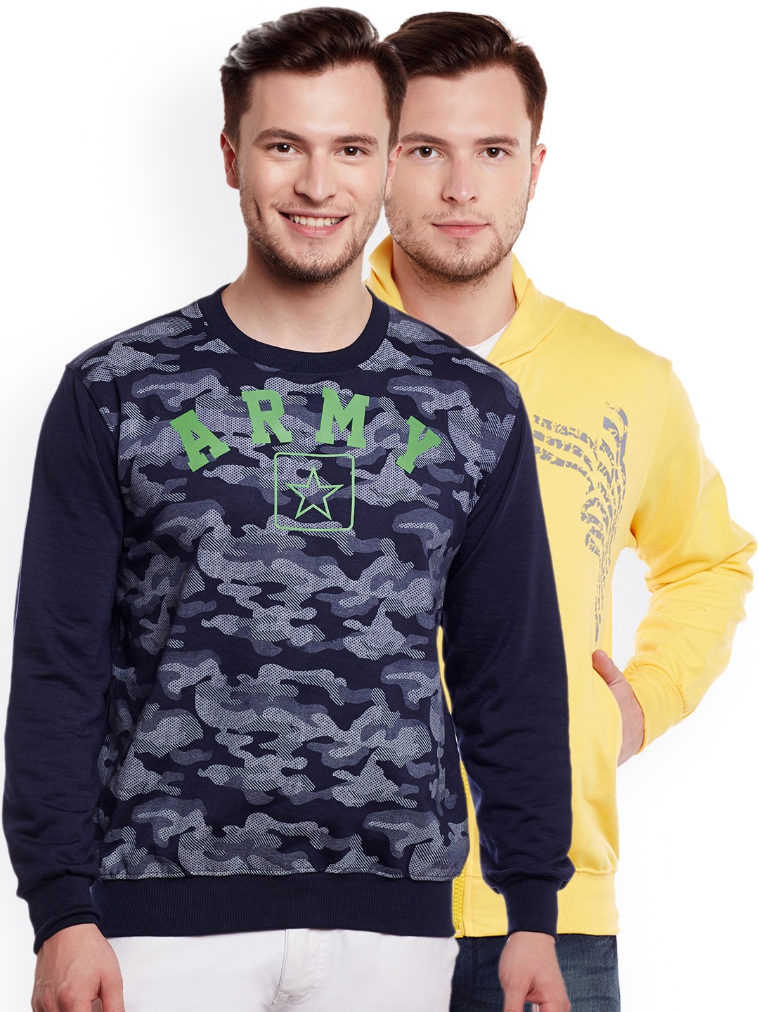 

VIMAL JONNEY Men Pack of 2 Sweatshirts, Yellow