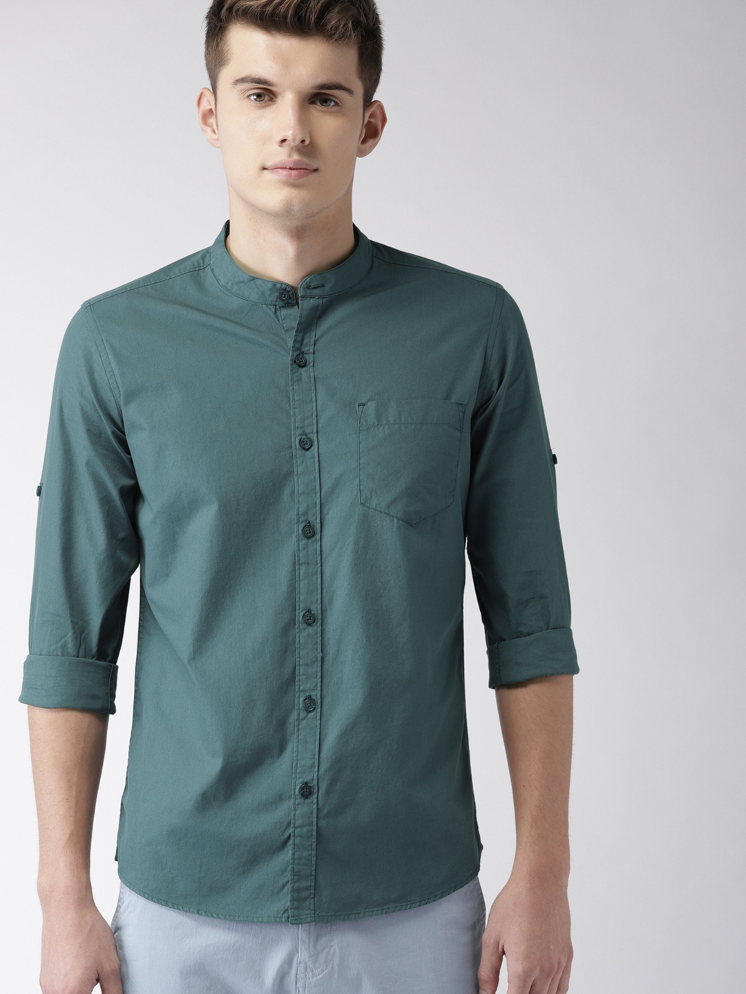 

HIGHLANDER Men Teal Slim Fit Solid Casual Shirt