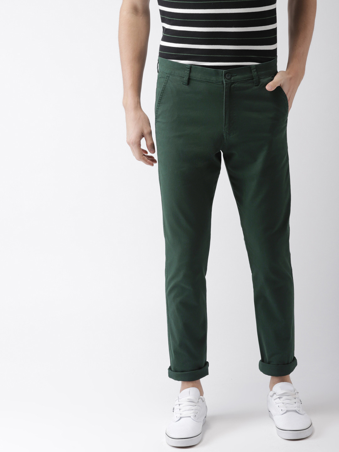 

HIGHLANDER Men Green Slim Fit Solid Regular Trousers