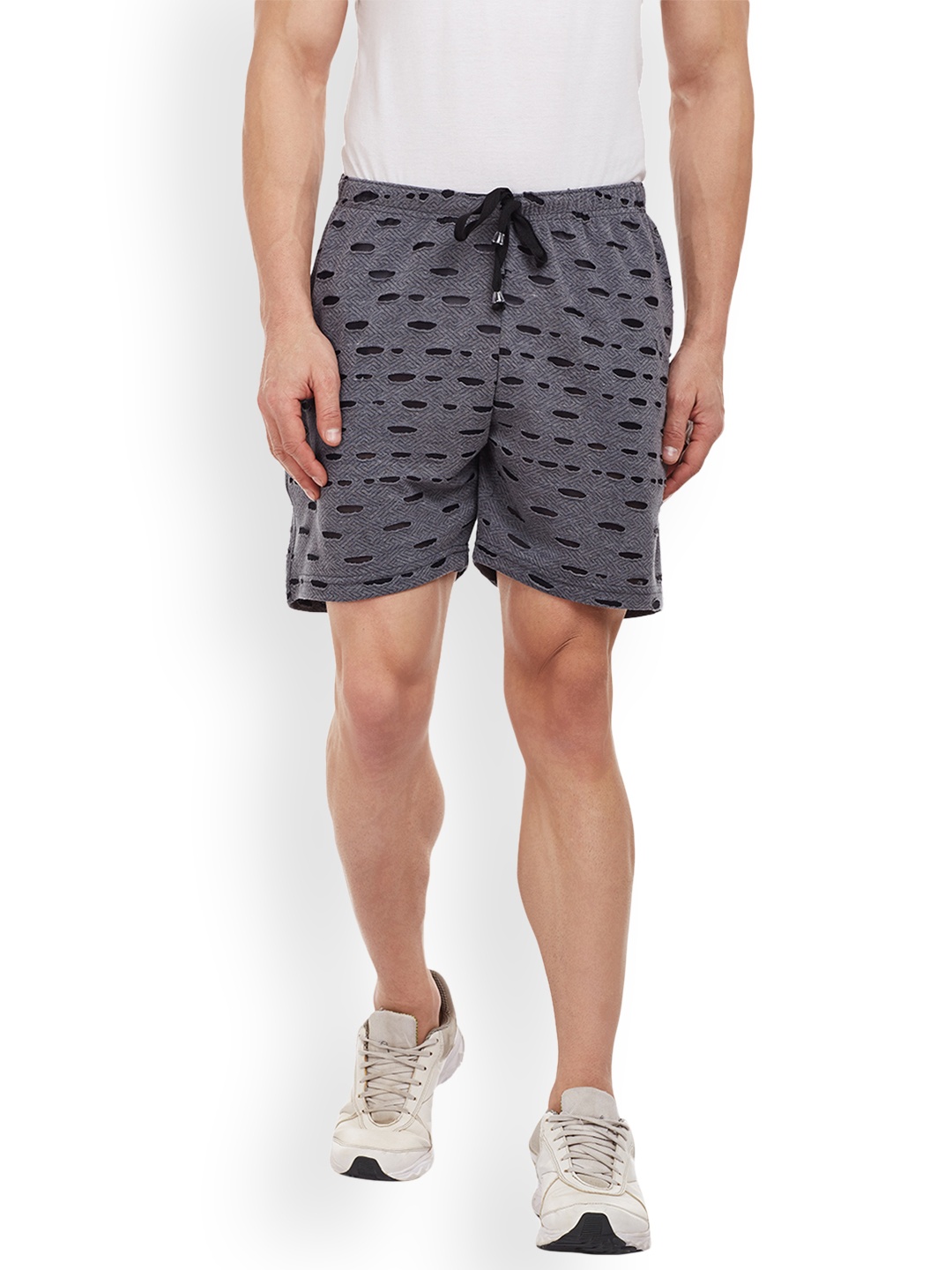 

VIMAL JONNEY Men Grey Self Design Regular Fit Regular Shorts