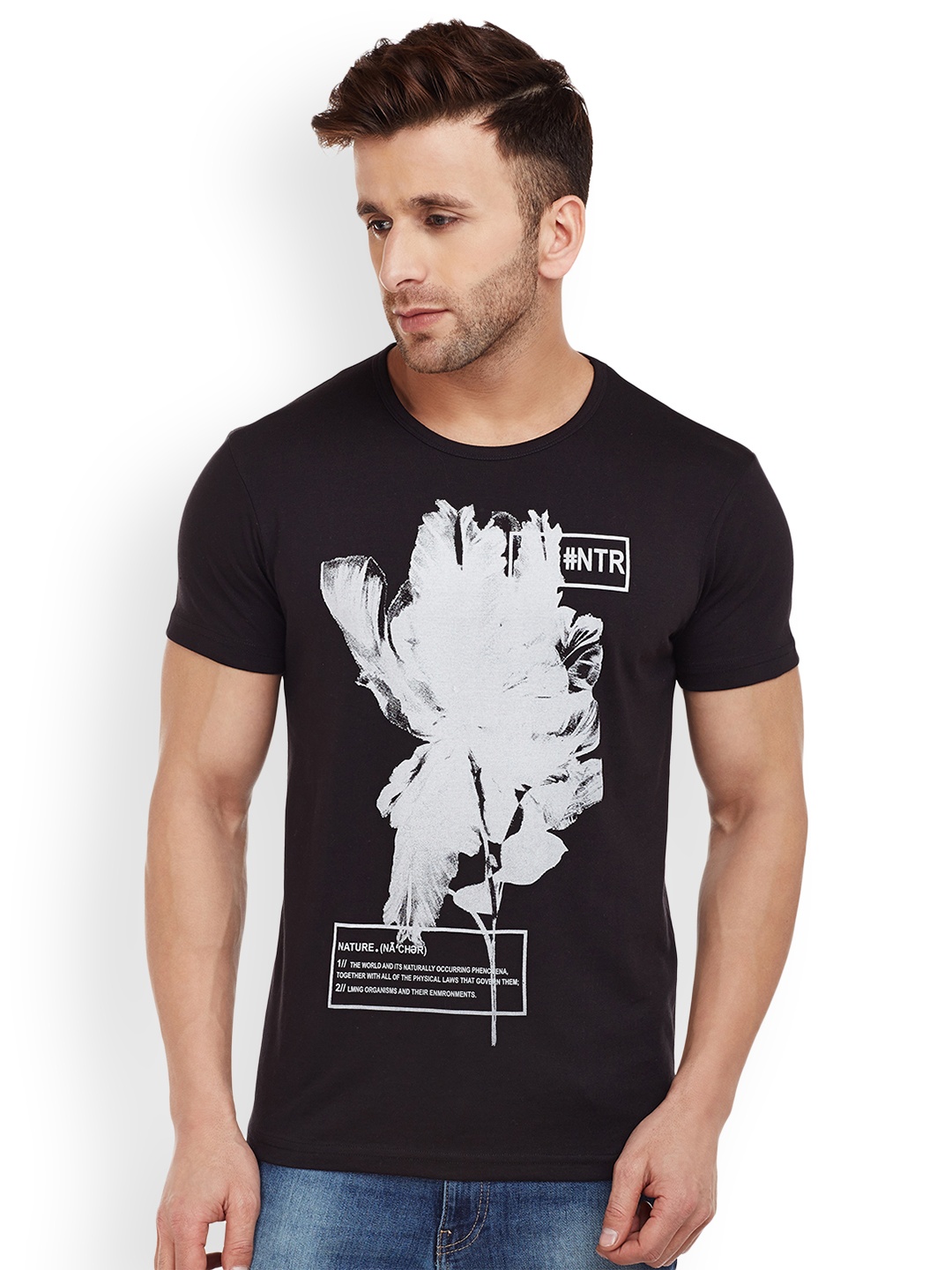 

VIMAL JONNEY Men Black Printed Round Neck T-shirt