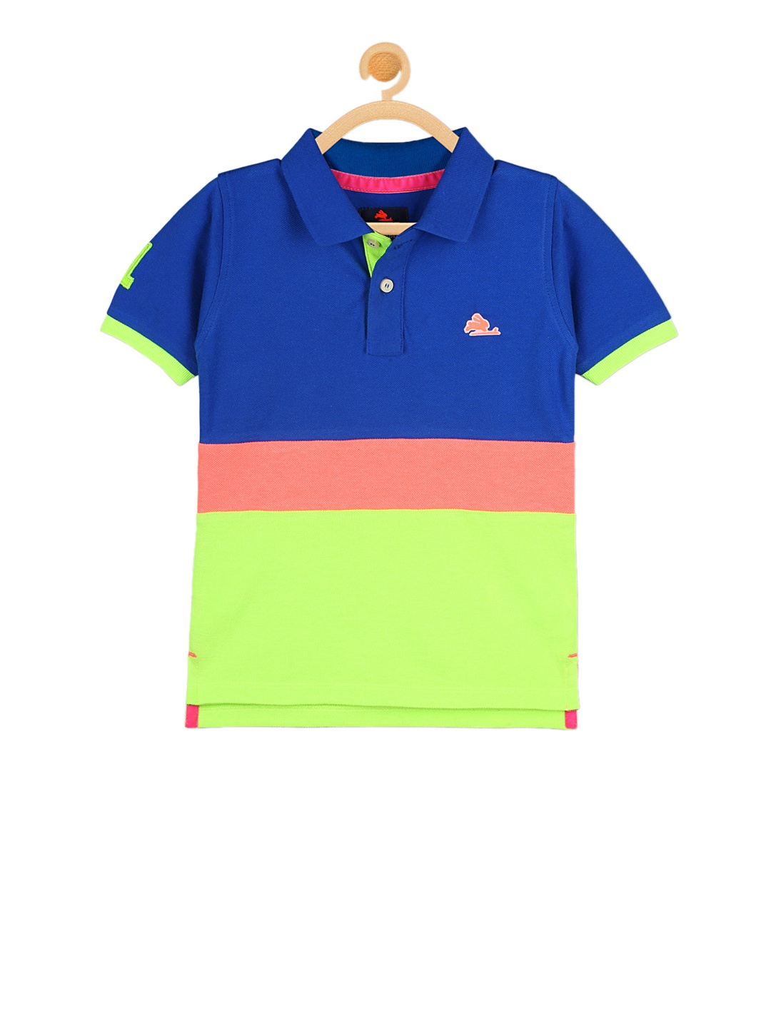 

Cherry Crumble Boys Blue Solid Polo Collar T-shirt