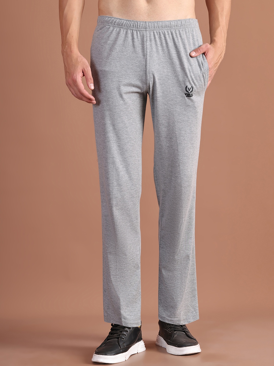 

VIMAL JONNEY Grey Melange Solid Lounge Pants DD10MELANGE