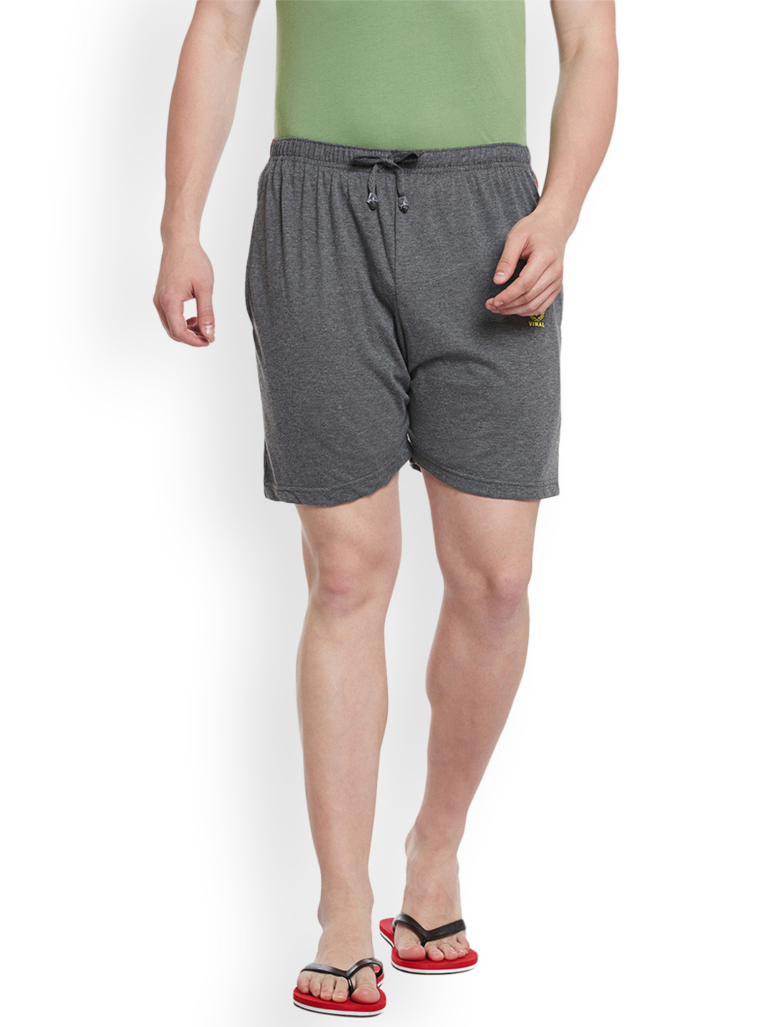 

VIMAL JONNEY Men Grey Solid Lounge Shorts NN2-ANNTHRA01