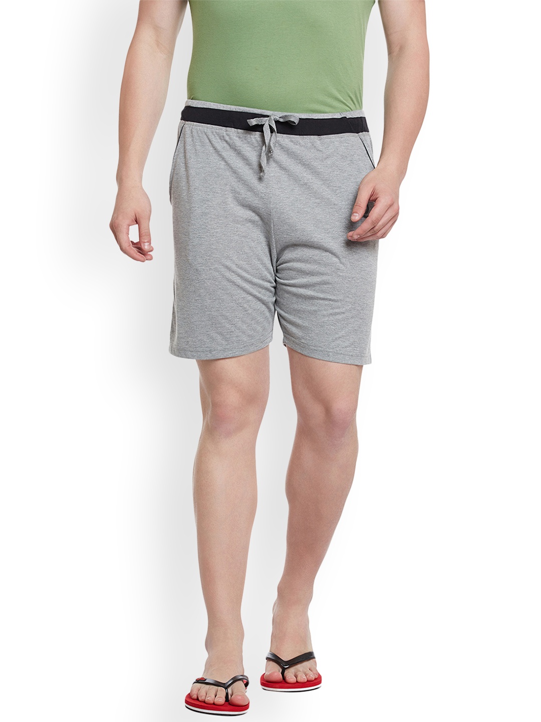 

VIMAL JONNEY Men Grey Melange Solid Lounge Shorts NN8-MELANNGE01