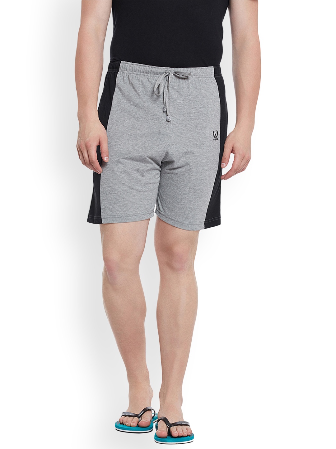 

VIMAL JONNEY Men Grey Melange Solid Lounge Shorts NN7-MELANNGE01