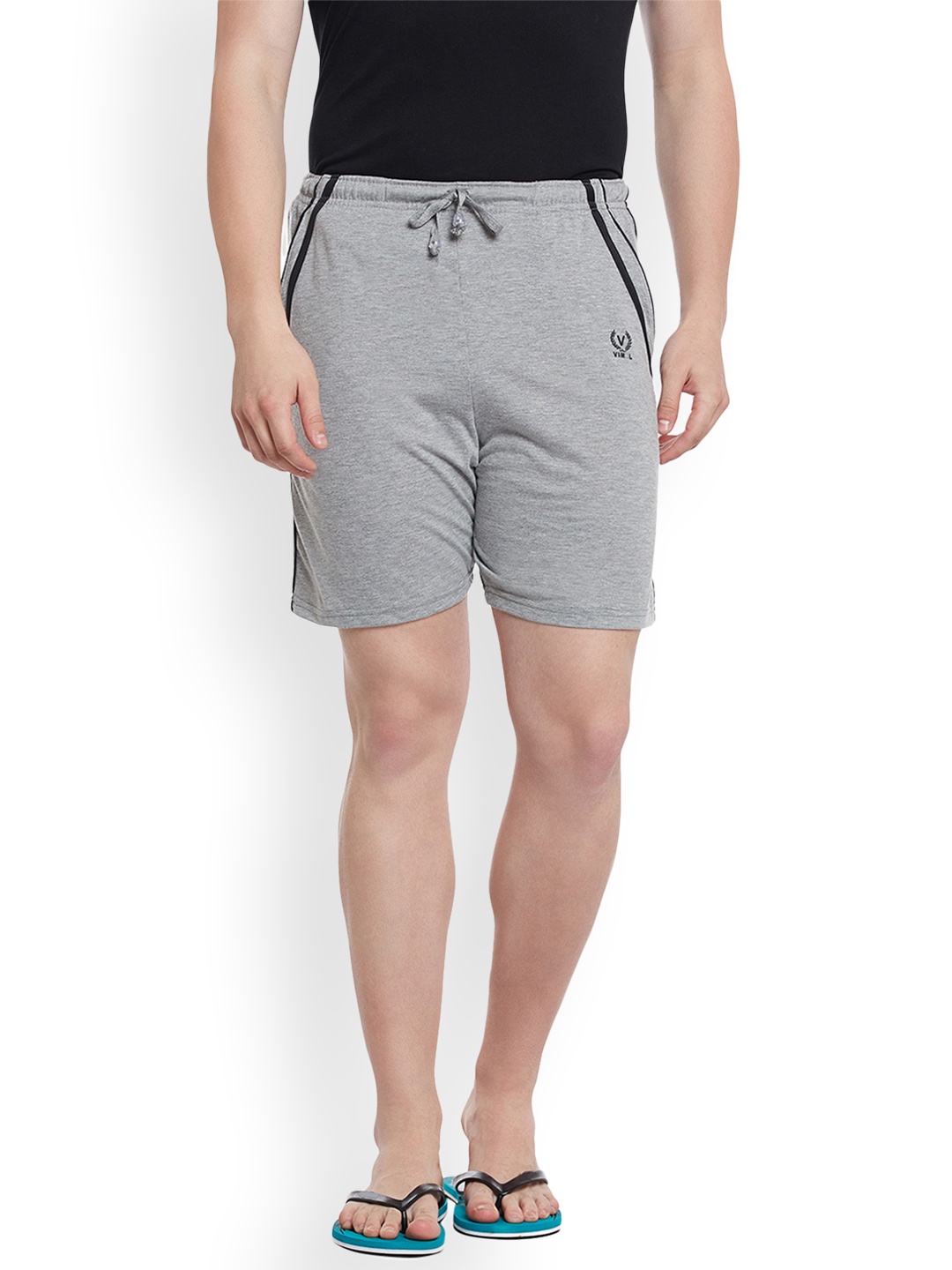 

VIMAL JONNEY Men Grey Melange Solid Lounge Shorts NN5-MELANNGE01