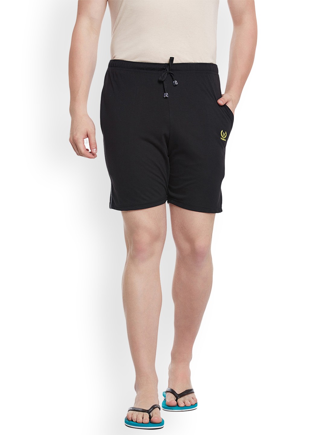 

VIMAL JONNEY Men Black Solid Lounge Shorts NN1-BLACK01