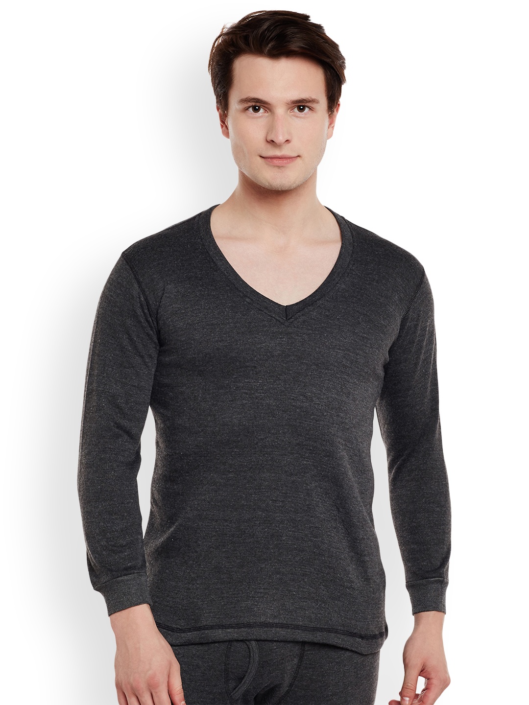 

VIMAL JONNEY Men Charcoal Solid Thermal Top