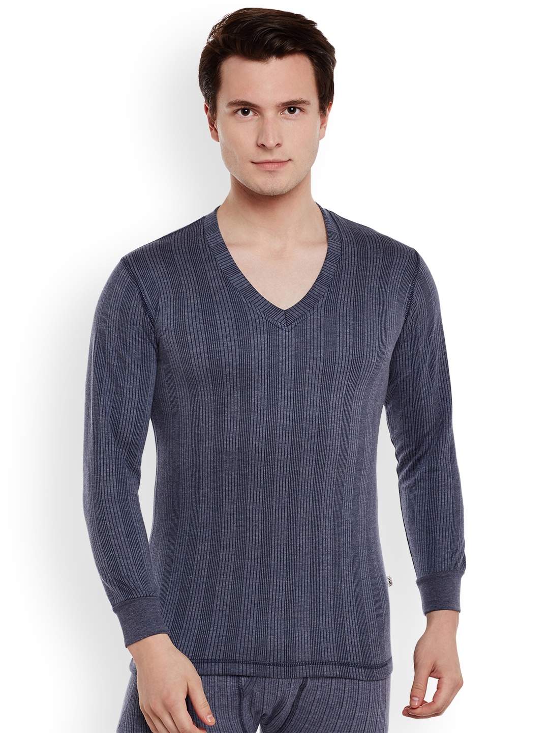 

VIMAL JONNEY Men Blue & Black Striped Thermal Top