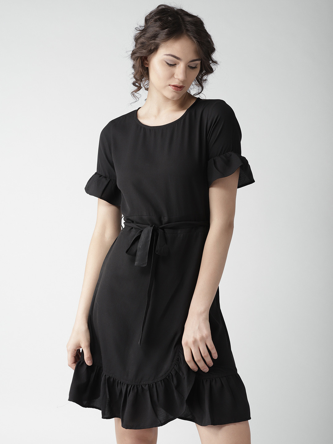 

Style Quotient Women Black Solid A-Line Dress