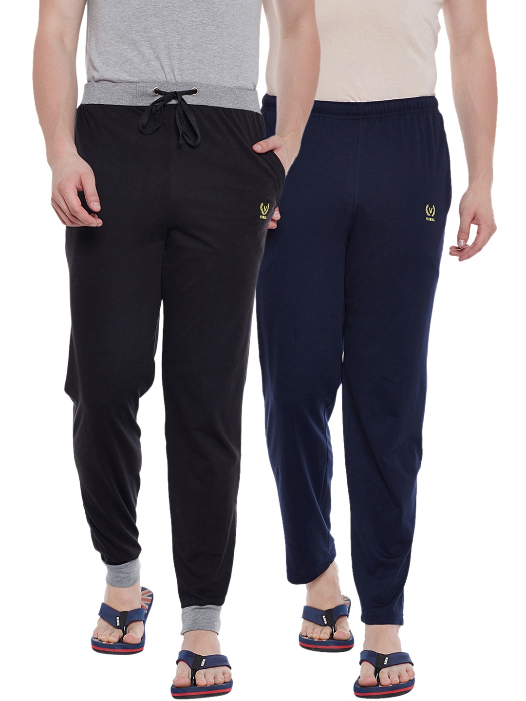 

VIMAL JONNEY Men Pack of 2 Solid Lounge Pants DD9BDD10N, Black