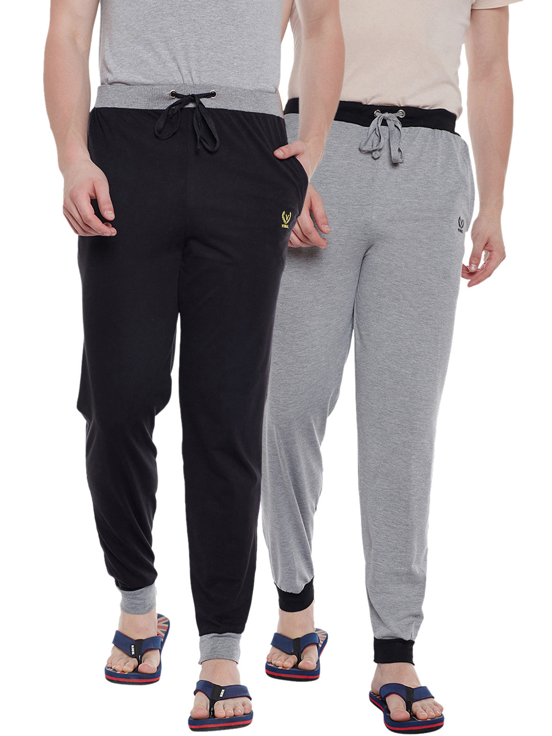 

VIMAL JONNEY Men Pack of 2 Solid Lounge Pants DD9BDD9M, Black