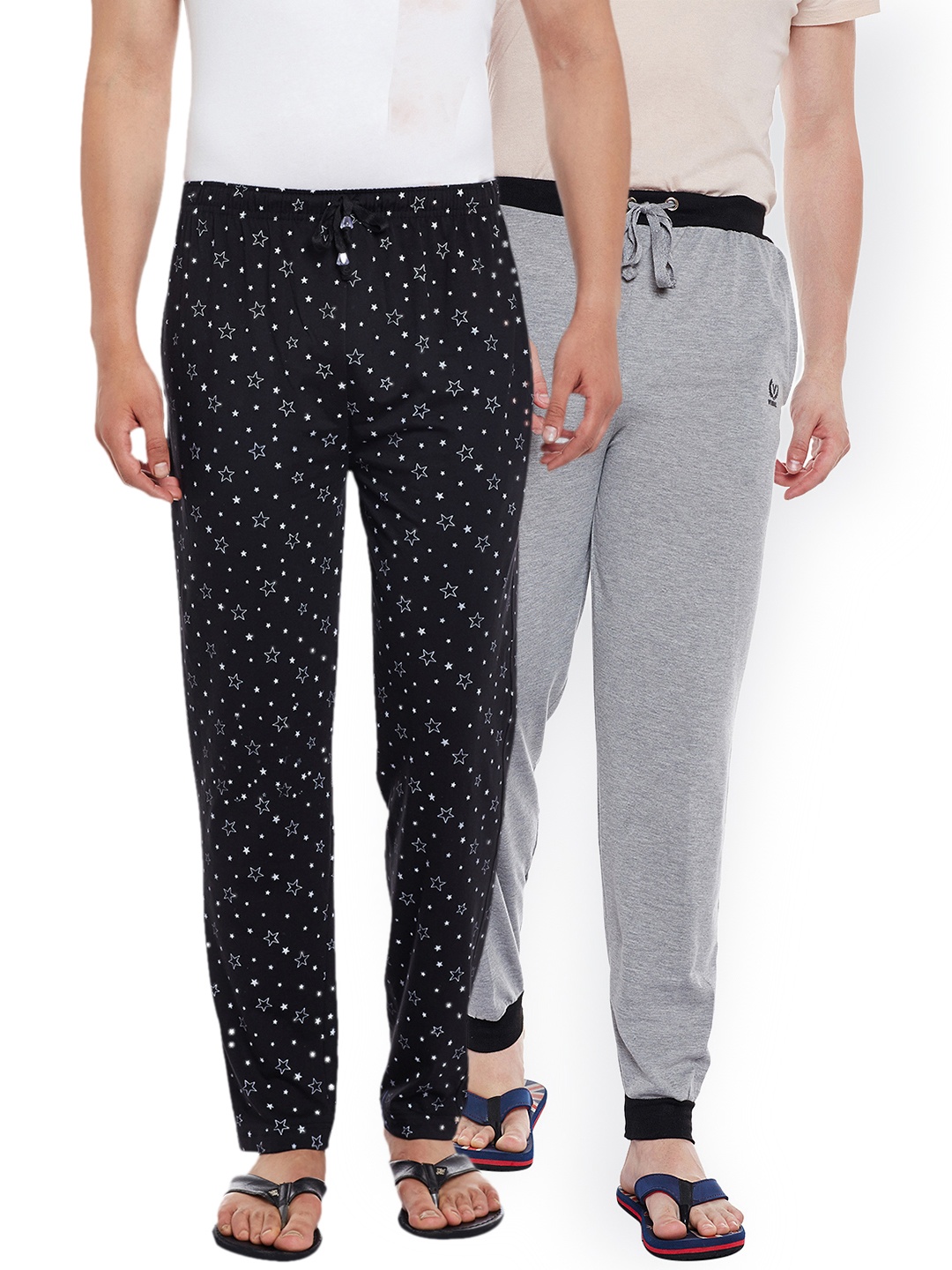 VIMAL JONNEY Men Pack of 2 Lounge Pants DD1PR1B_DD9M_02, Black