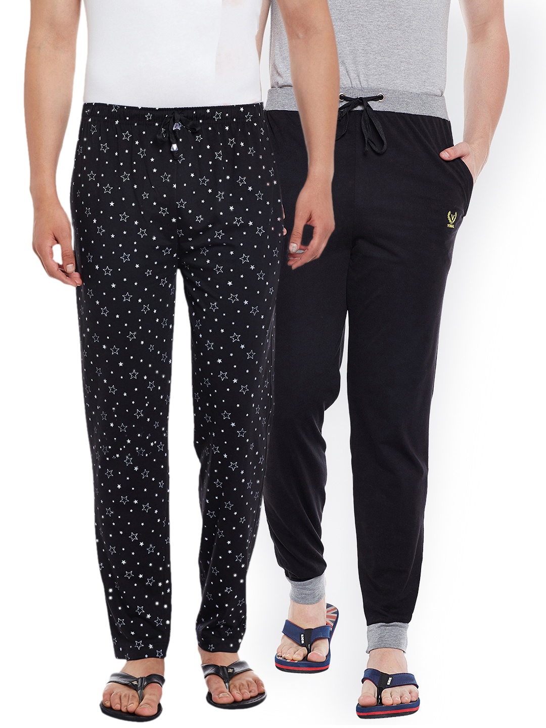 

VIMAL JONNEY Men Pack of 2 Lounge Pants DD1PR1B_DD5B_02, Black