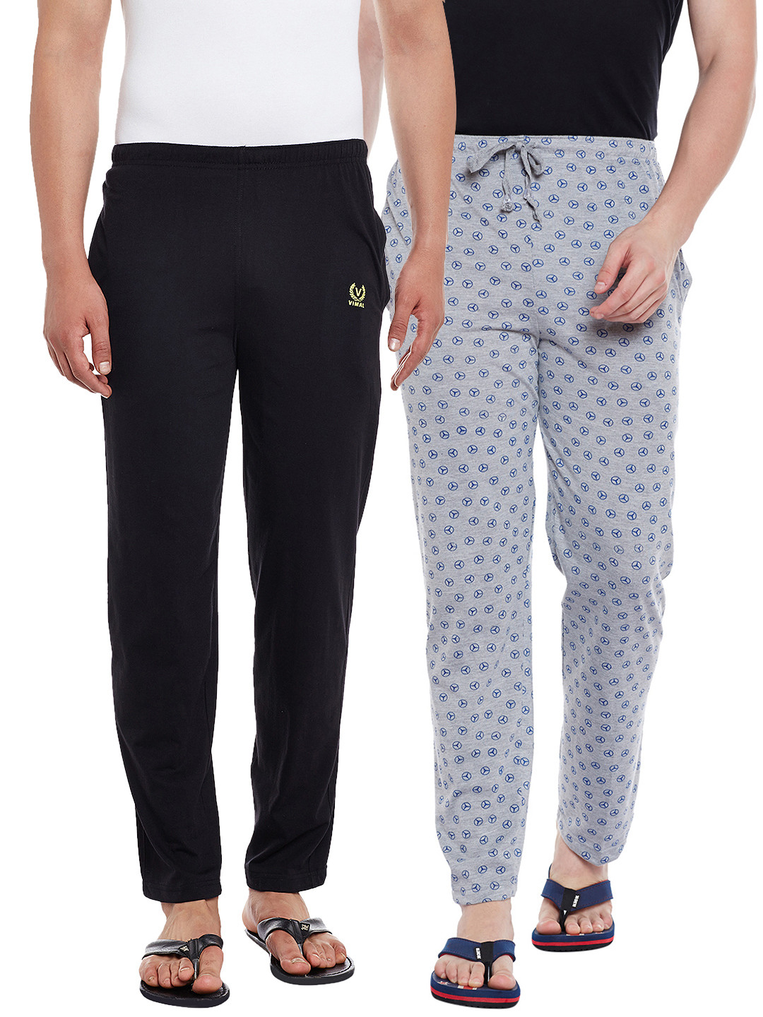 

VIMAL JONNEY Men Pack of 2 Lounge Pants DD1PR1B_DD5B_02, Grey melange