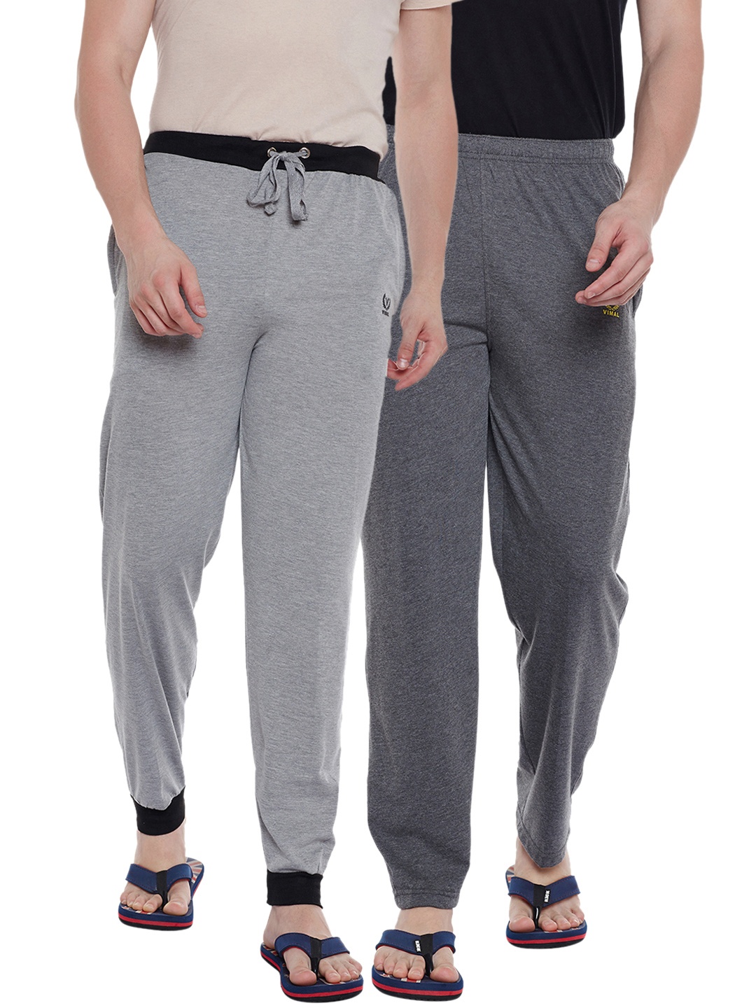 

VIMAL JONNEY Men Pack of 2 Solid Lounge Pants DD9BDD10N, Grey melange