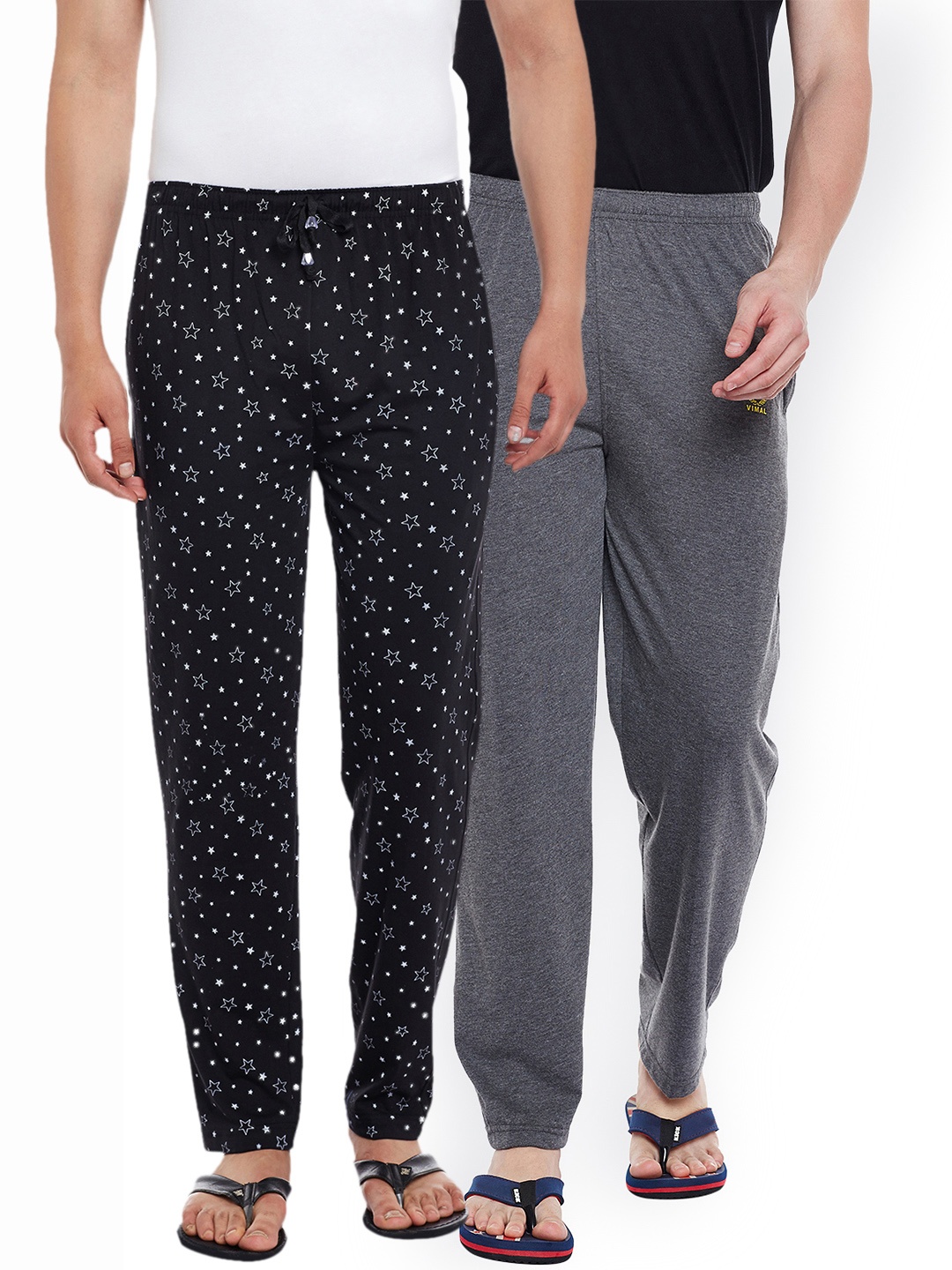 

VIMAL JONNEY Men Pack of 2 Lounge Pants DD1PR1B_DD10A_2, Black