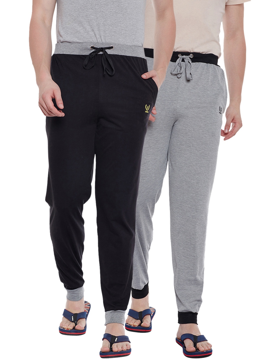 

VIMAL JONNEY Men Pack of 2 Solid Lounge Pants DD9MDD9B, Grey melange