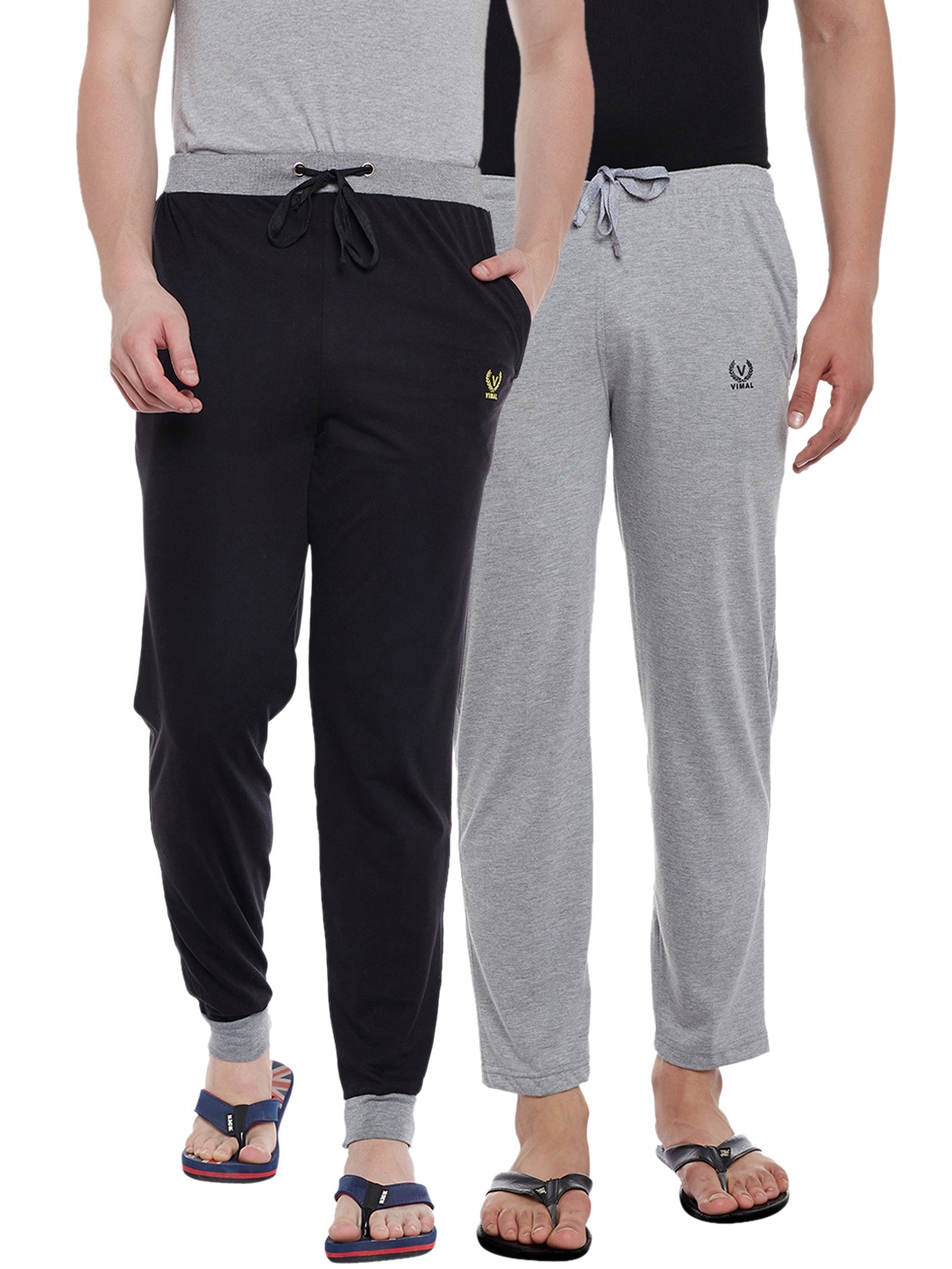 

VIMAL JONNEY Men Pack of 2 Solid Lounge Pants DD9BDD10N, Black