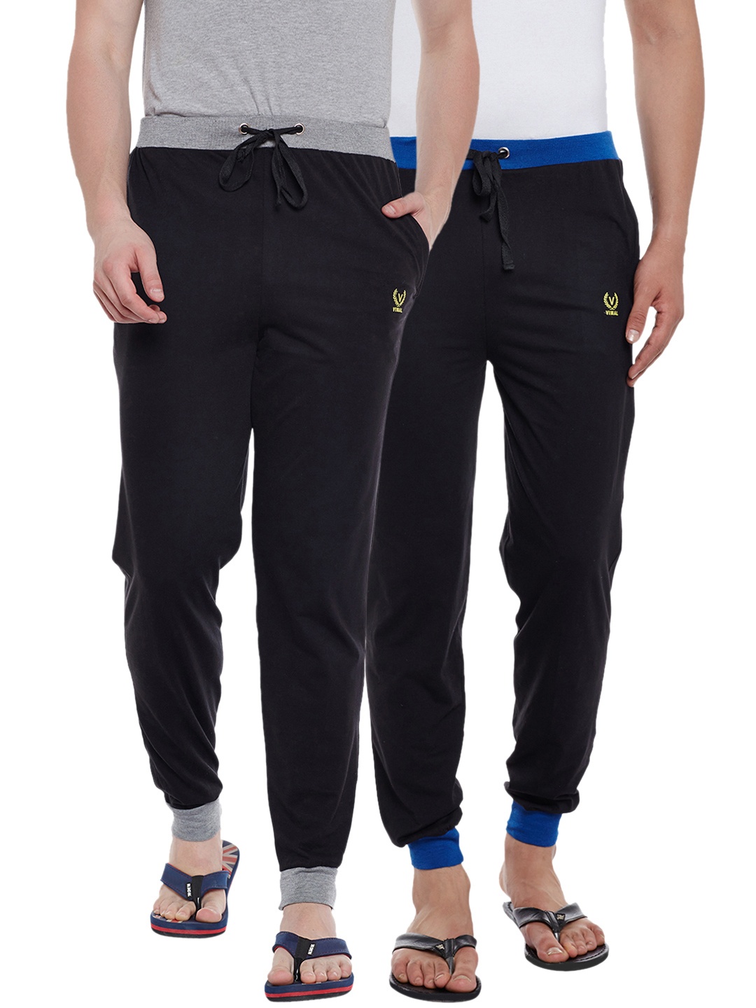 

VIMAL JONNEY Men Pack of 2 Solid Lounge Pants DD9BDD9BTURQ, Black