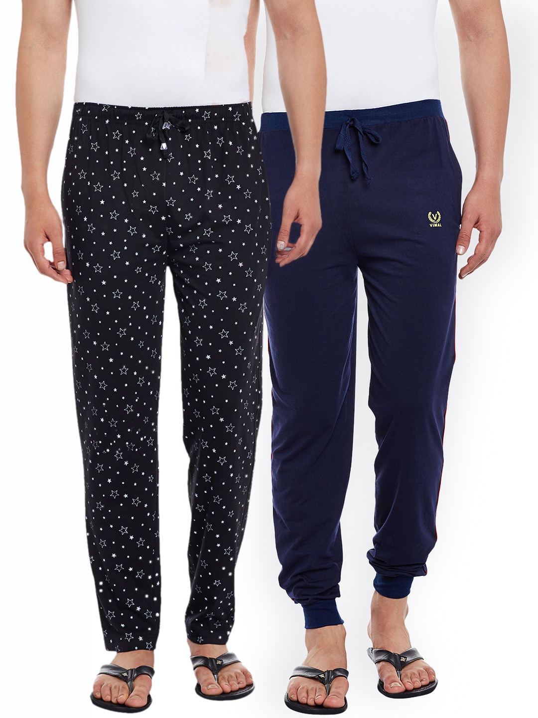 

VIMAL JONNEY Men Pack of 2 Lounge Pants DD1PR1B_DD8N_02, Black