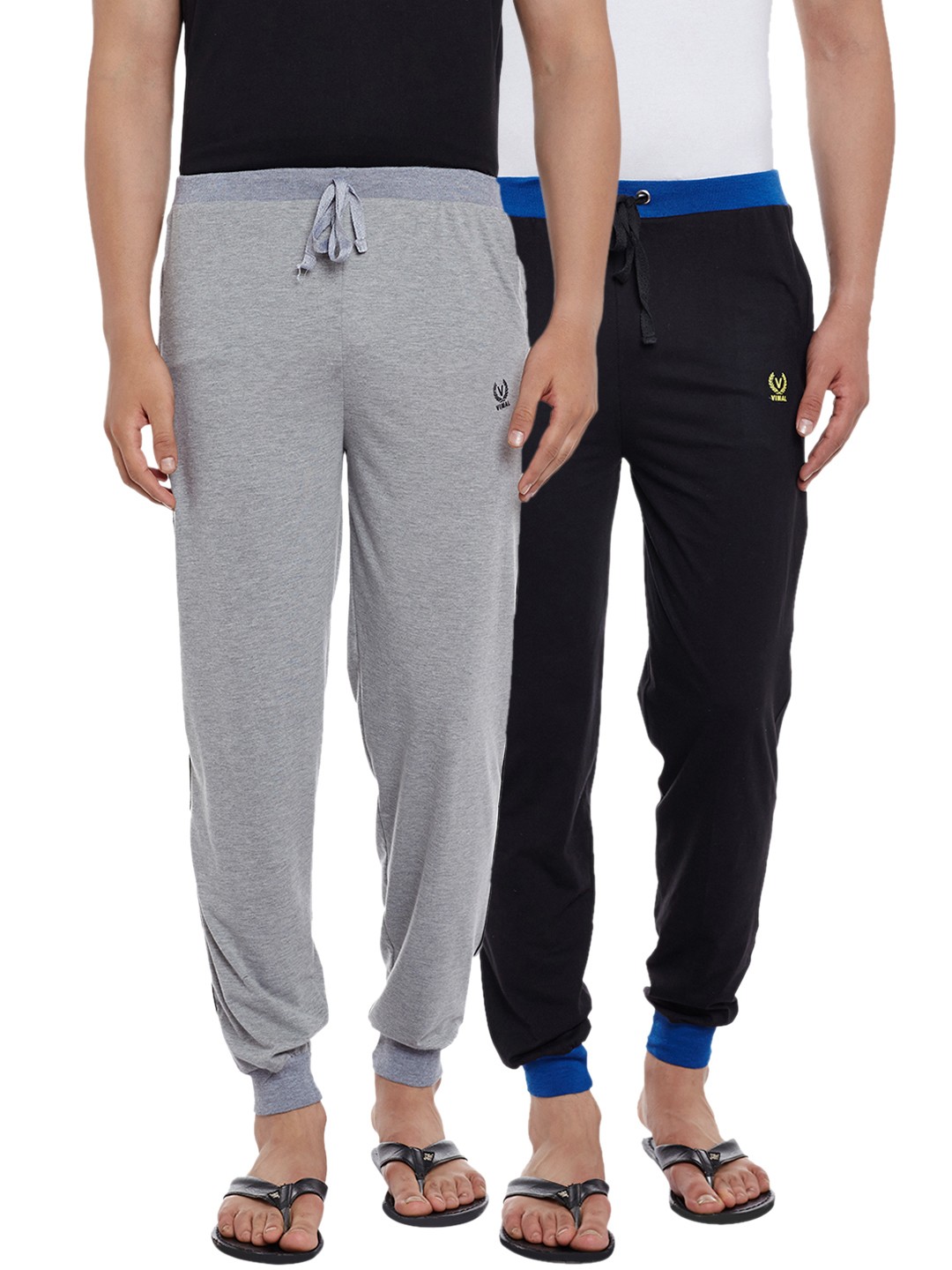 

VIMAL JONNEY Men Pack of 2 Lounge Pants DD8MDD9BTURQ, Grey melange
