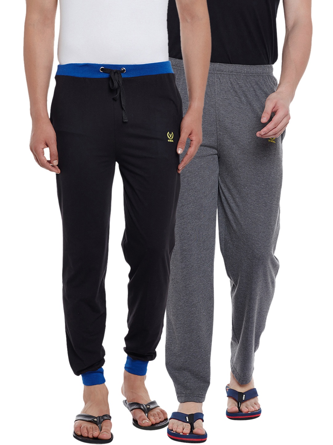 

VIMAL JONNEY Men Pack of 2 Solid Lounge Pants DD9BTURQDD10A, Black