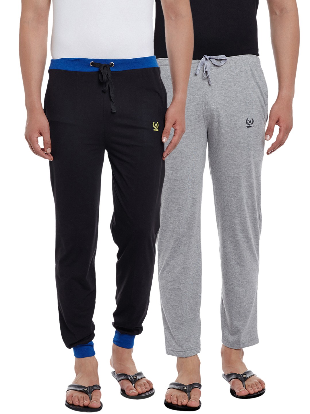 

VIMAL JONNEY Men Pack of 2 Solid Lounge Pants DD9BTURQDD10M, Black