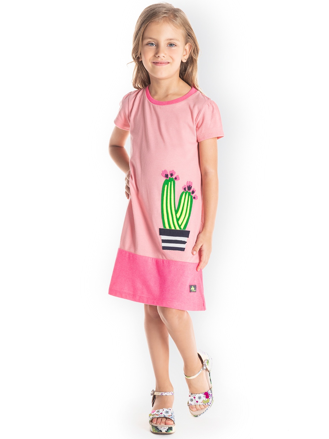 

Cherry Crumble Girls Pink Printed A-Line Dress