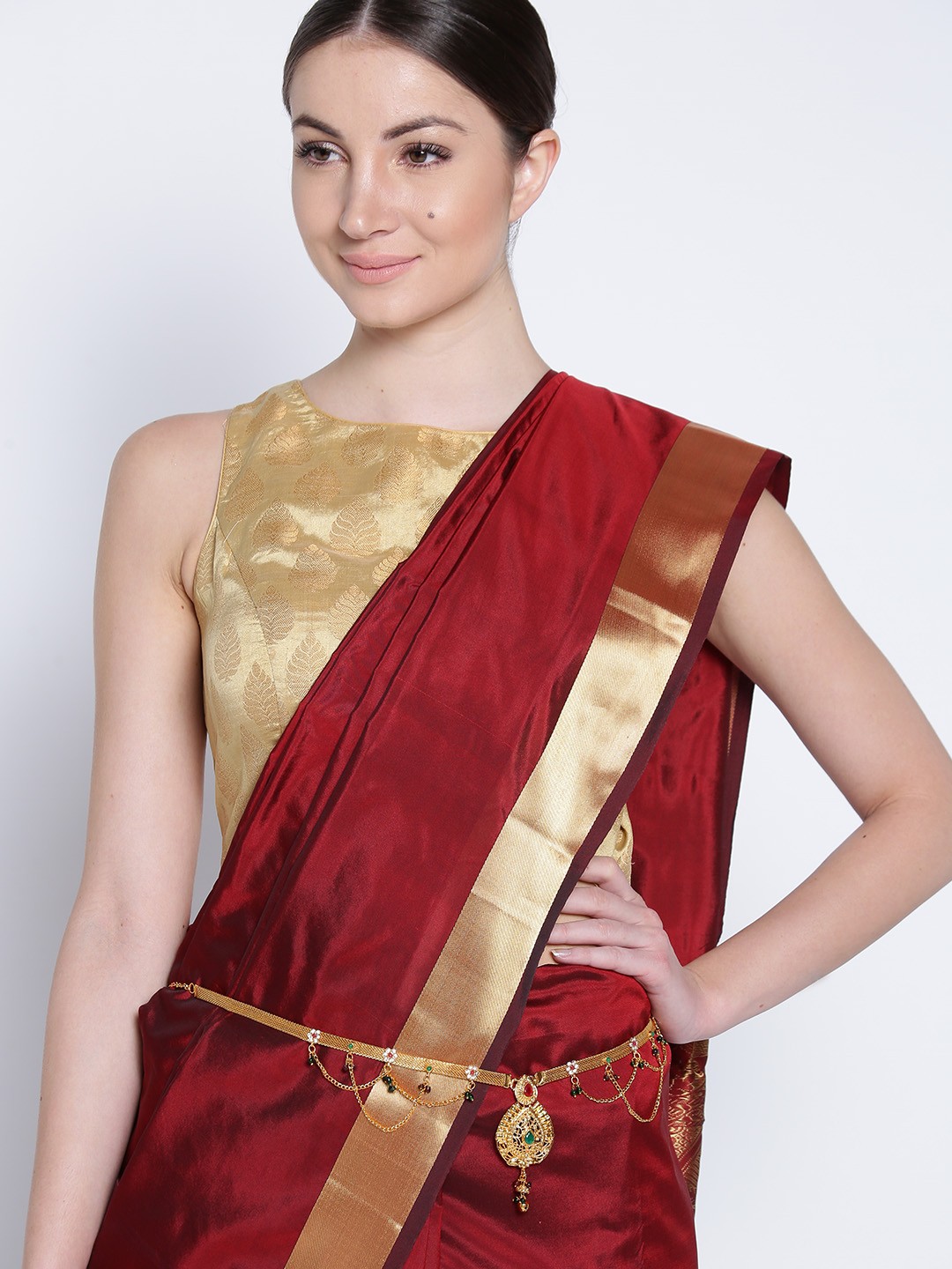 

Zaveri Pearls Gold-Toned Stone-Studded Saree Kamarbandh
