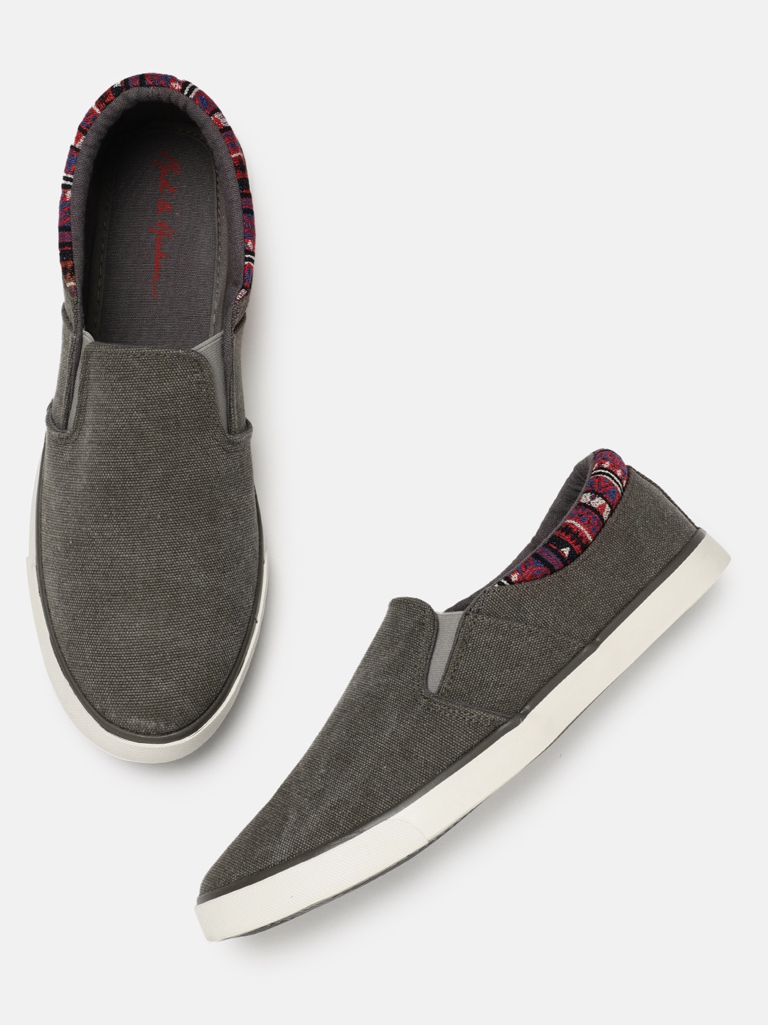 

Mast & Harbour Men Grey Slip-On Sneakers