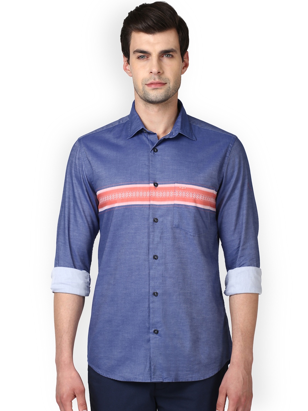

ColorPlus Men Blue Tailored Fit Printed Casual Shirt
