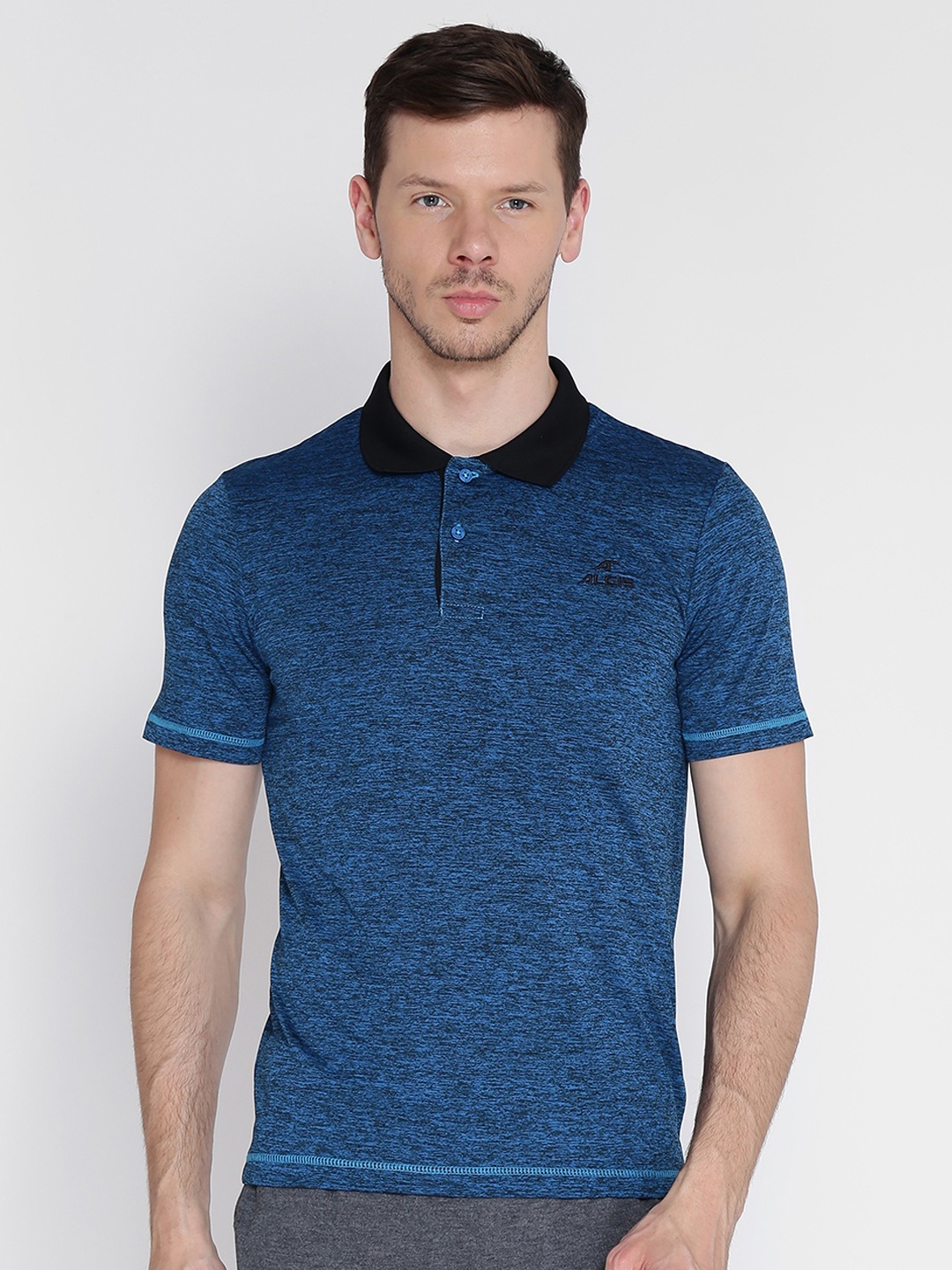 

Alcis Men Blue Solid Polo Collar T-shirt