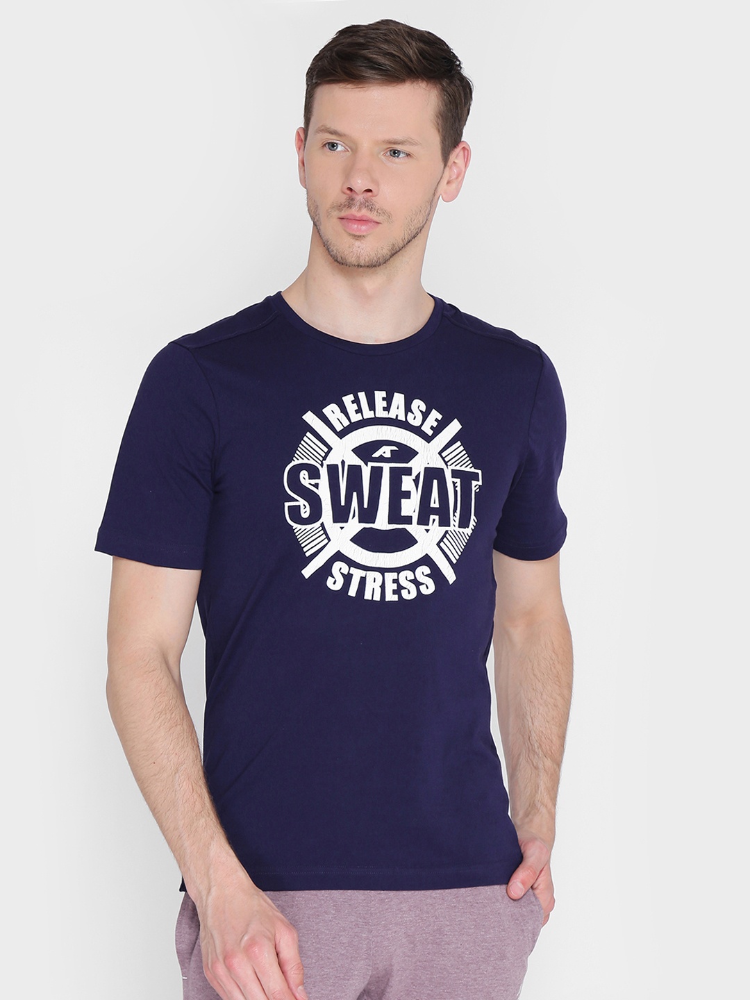 

Alcis Men Navy Blue Printed Round Neck T-shirt