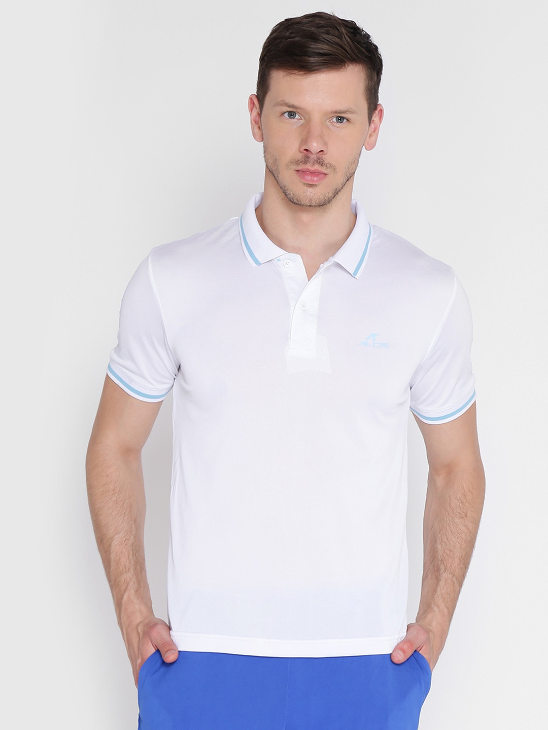 

Alcis Men White Solid Polo Collar T-shirt