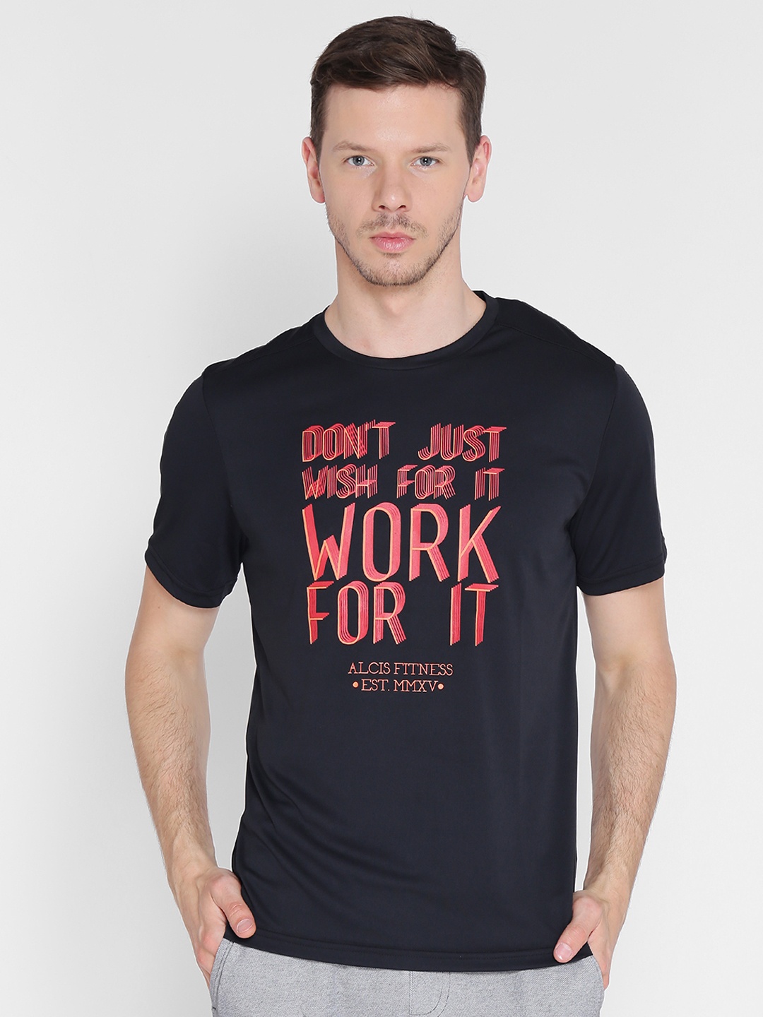 

Alcis Men Black Printed Round Neck T-shirt