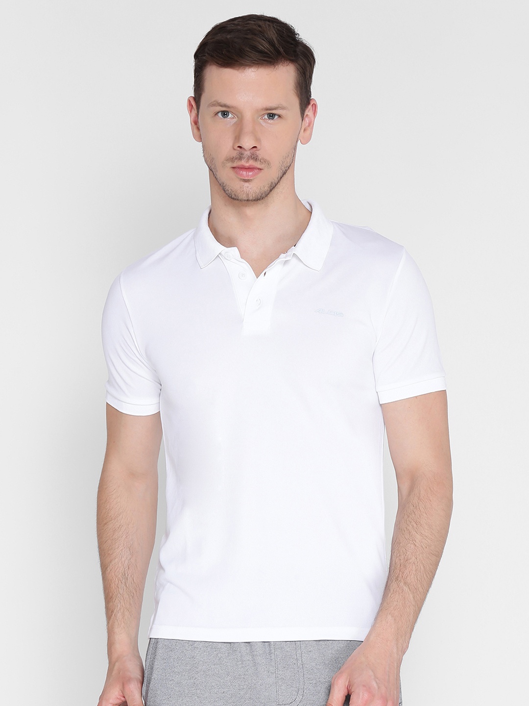 

Alcis Men White Solid Polo Collar T-shirt