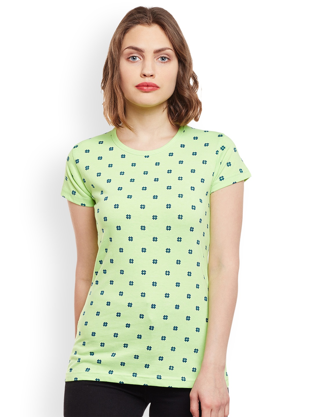 

MACK JONNEY Women Fluorescent Green Printed T-shirt