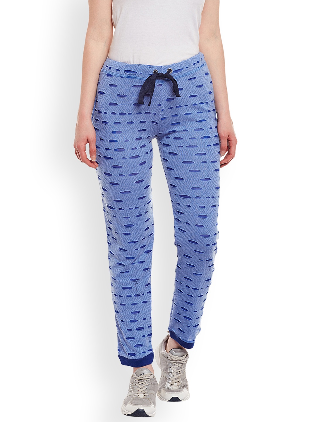 

MACK JONNEY Women Blue Self-Design Ripped Track Pants