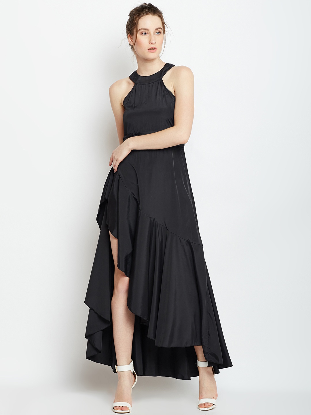

Berrylush Women Black Solid Fit and Flare Dress