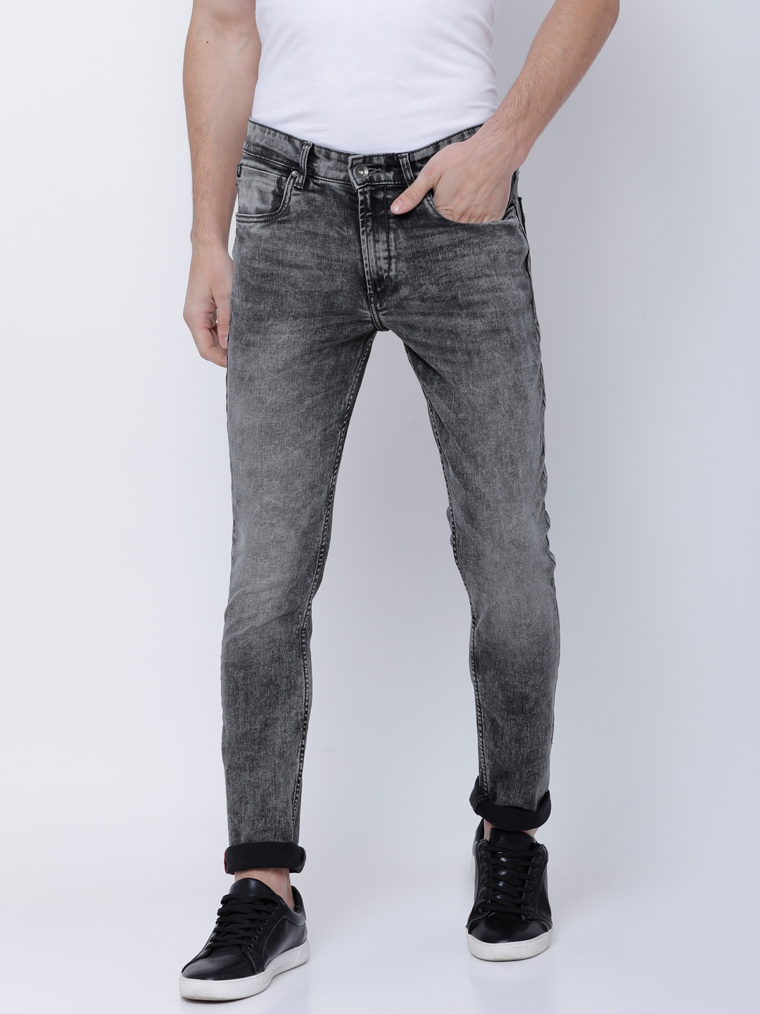 

LOCOMOTIVE Men Grey Slim Fit Mid-Rise Clean Look Stretchable Jeans