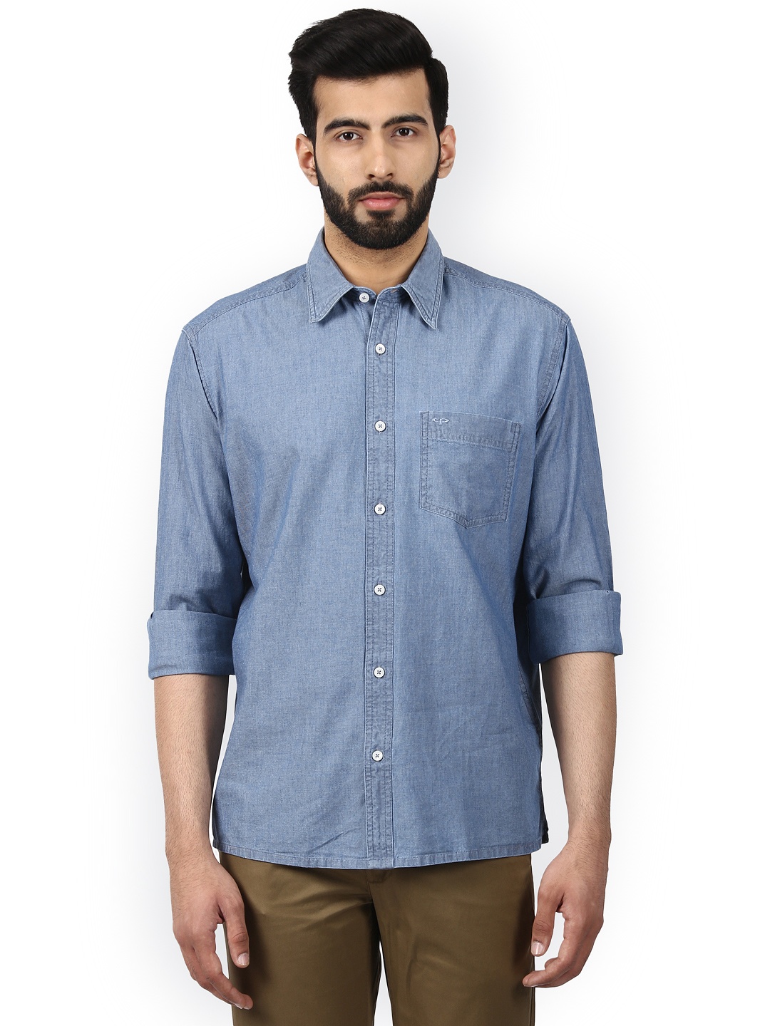 

ColorPlus Men Blue Regular Fit Solid Casual Shirt