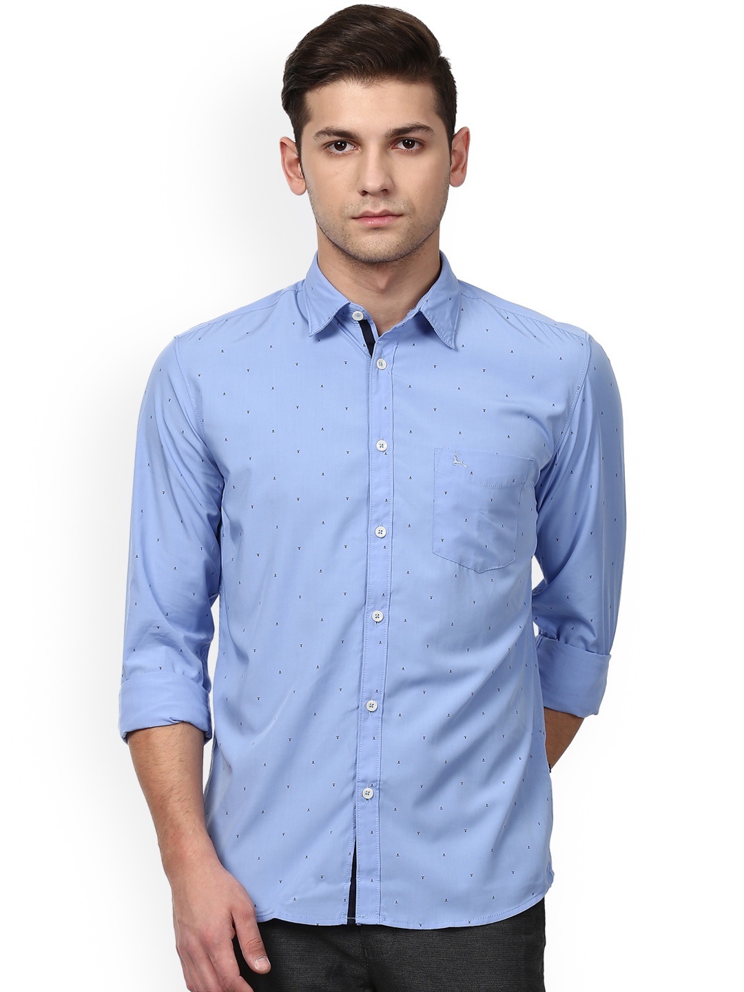 

Parx Men Blue Slim Fit Printed Casual Shirt